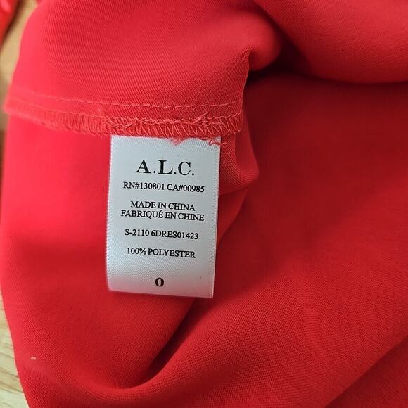 NWT A.L.C. Joss Ruched Asymmetric Satin Dress Size 0 Pink Barbiecore Long Sleeve - Picture 4 of 13